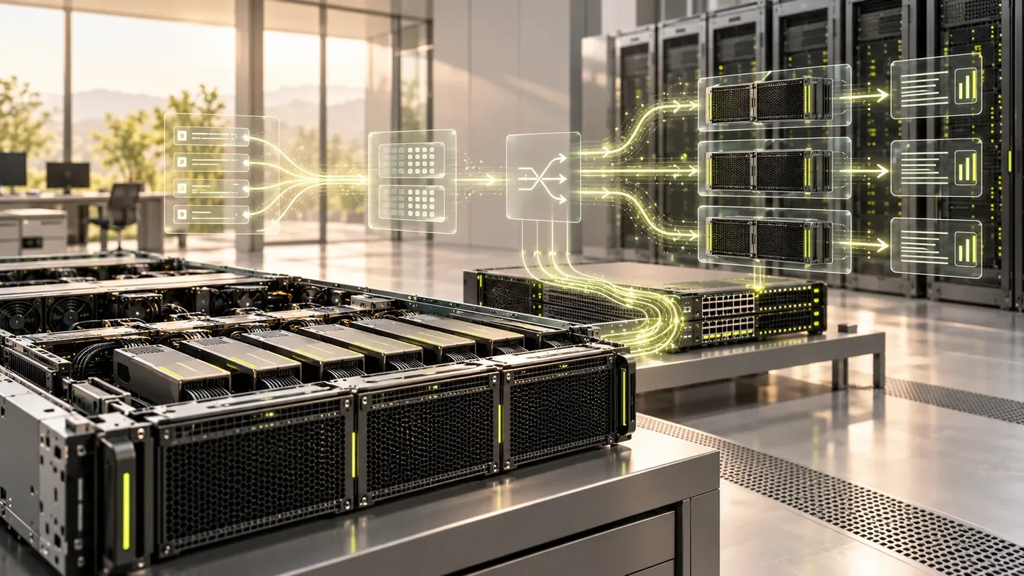 GPU-серверы и условная схема распределения запросов в системе инференса
